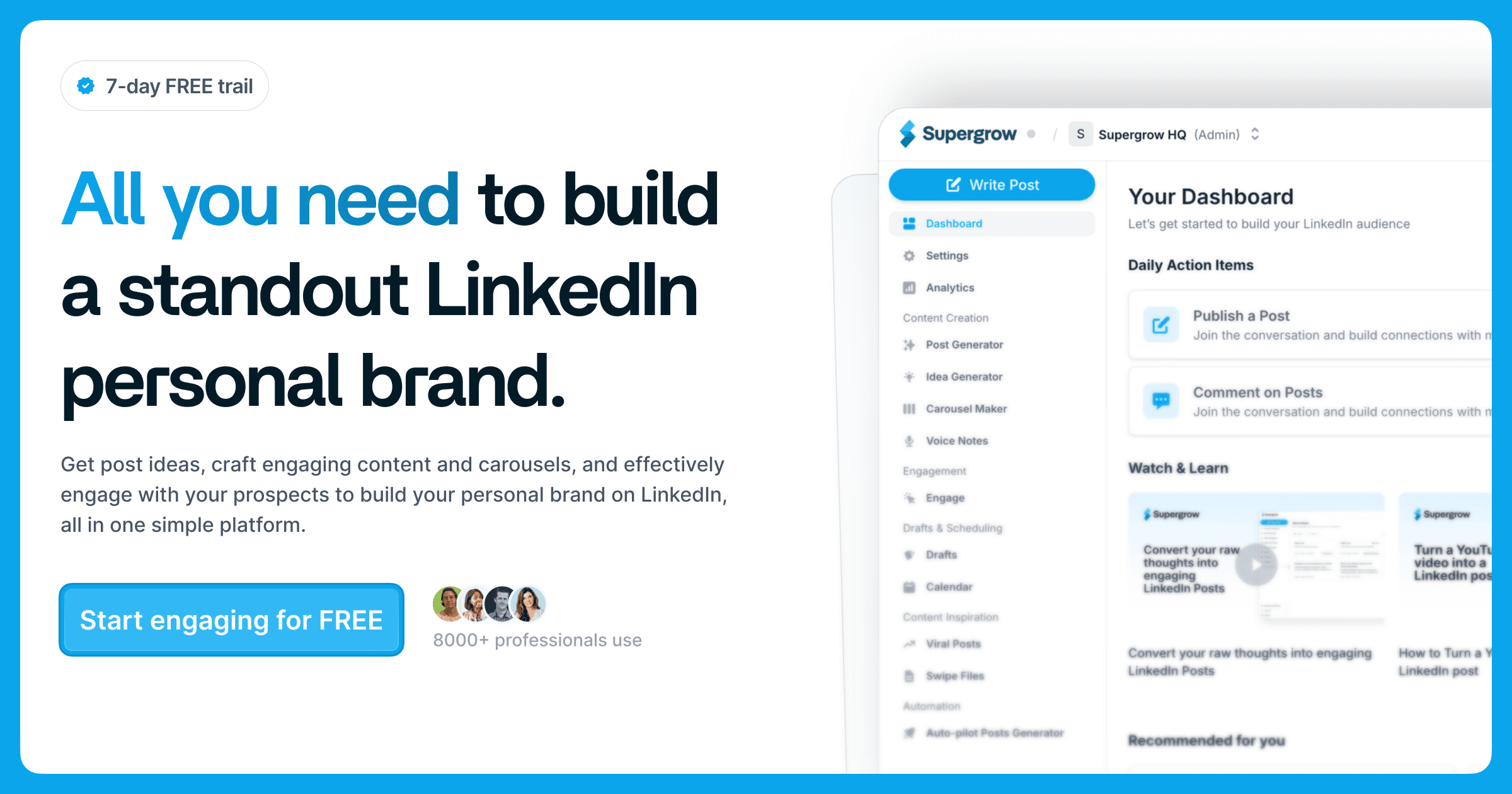 Supergrow: LinkedIn Branding Platform preview