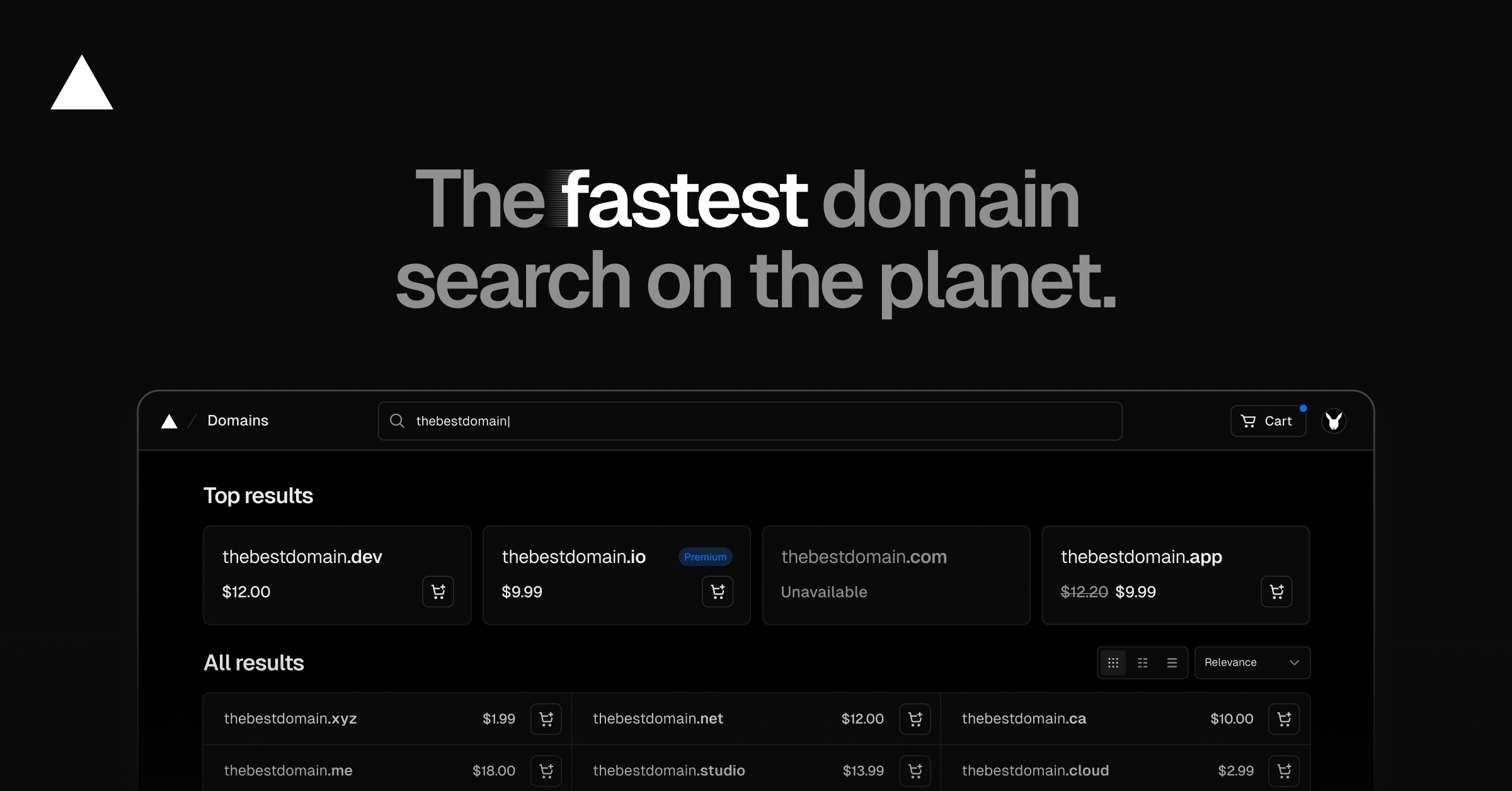 Vercel Domains preview