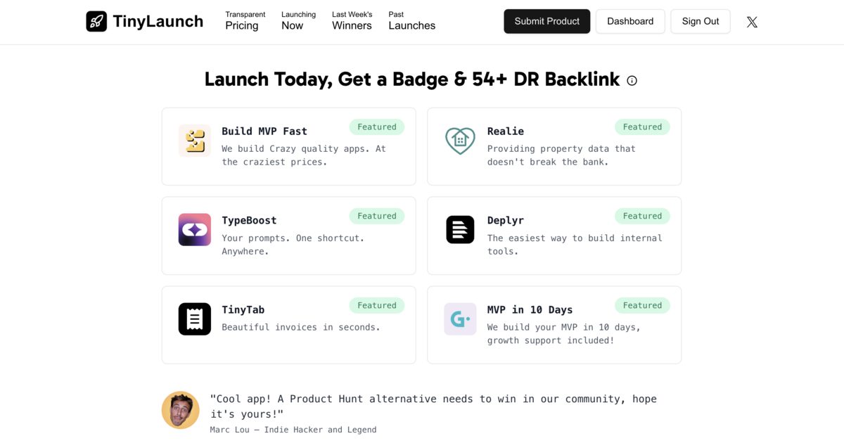 TinyLaunch preview